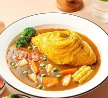 Vegetable Curry Omelette Rice