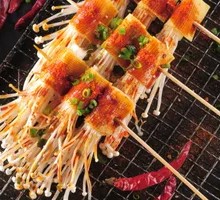 Tofu Skin and Enoki Mushroom Skewers