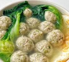 Lettuce Fried Egg Meatball Soup