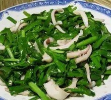 Squid and Leek Stir-fry on Iron Plate