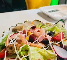 Russian-style Fresh Shrimp Nut and Vegetable Salad