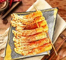 Fried Enoki Mushrooms Skewers
