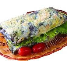 Purple Rice Crepe with Egg and Fried Dough