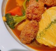 Fried Chicken Curry Omelette Rice