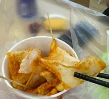 Crispy Chicken Strips with Rice Cake and French Fries