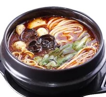 Vegetable Hot Pot with Two Meat Dishes and Rice Noodles