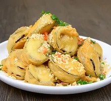 Crispy Fried Eggplant Stuffed with Meat