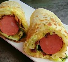 Egg Pancake Wrapped Hot Dog
