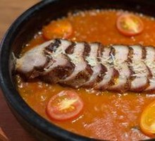 Smoked Pork Belly with Korean Tomato BBQ Sauce