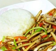 Fried Pork and Tofu Skin Rice Bowl