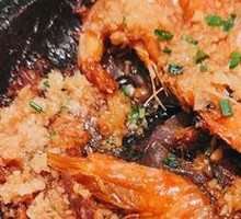 Grilled Garlic Shrimp on Stone Plate