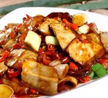 Fried Pork and Tofu Skin Rice Bowl