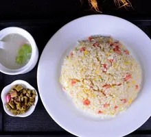 Stir-Fried Rice with Pork and Egg on Iron Plate