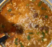 Red Sour Bean Soup with Meat and Rice