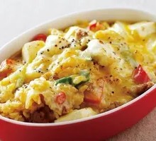 Curry Beef Cheese Rice Bake
