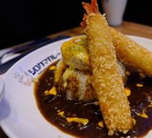Crispy Shrimp Omelet Curry Rice
