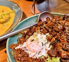 Thai Beef Tongue Poached Egg Rice