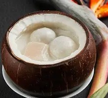 Coconut Egg White Tofu with Sesame Glutinous Rice Balls