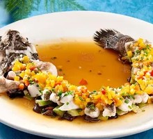 Yellow Pepper Sauce Steamed Tiger Grouper