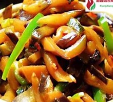 Eggplant with Green Pepper Strips
