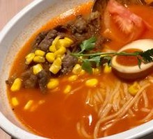 Beef Noodle Soup with Tomato Broth