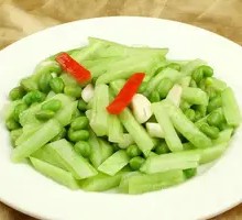 Loofah with Edamame Stir-fry