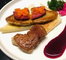 Red Wine Poached Pear and Foie Gras