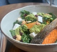 Pan-seared Salmon Avocado Salad with Chicken