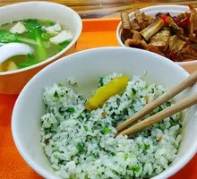 Fried Pork with Tofu Skin and Vegetable Rice