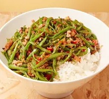 String Bean and Minced Pork Rice Bowl