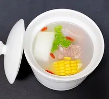Braised Spare Ribs with Yam and Corn Soup in Original Pot