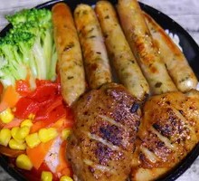 Grilled Chicken Wing and Sausage Donburi