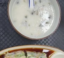 Double Egg Pork Rice Noodle Roll + Century Egg Pork Porridge