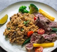 Black Truffle Mushroom Risotto with Angus Sirloin Steak