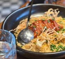 Barbecued Pork and King Oyster Mushroom Rice with Sesame Cheese