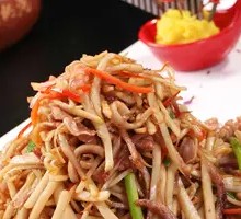Stir-fried King Oyster Mushroom with Pig's Tripe