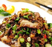 Grandmother's Vegetable and Pork Belly Rice in a Wooden Bucket