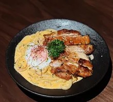 Teriyaki Chicken Cutlet Cream Udon Noodles