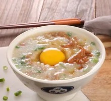 Egg and Beef Rice Porridge