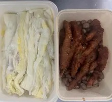 Egg and Lean Pork Rice Noodle Roll with Soy Sauce Flavored Chicken Feet