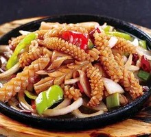 Grilled Squid on Iron Plate