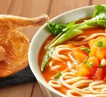 Crispy Half Chicken Tomato Noodle Soup