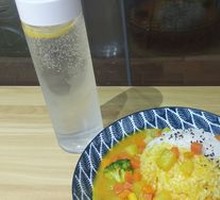 Beef Curry Rice with Lemon Seven-Up