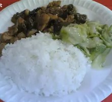 Braised Chicken Leg with Dried Mushrooms and Wood Ear Fungus over Rice