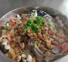 Steamed Fish and Chicken in Large Plate