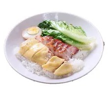 Steamed Chicken with Barbecue Pork Rice
