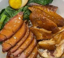 Barbecue Pork and Fried Chicken Rice