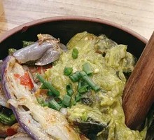 Eggplant and Green Bean Mixed with Century Egg Rice