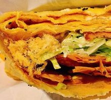 Double Egg Bacon and Sesame Seed Pancake