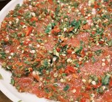 Sliced Beef with Green and Red Peppers